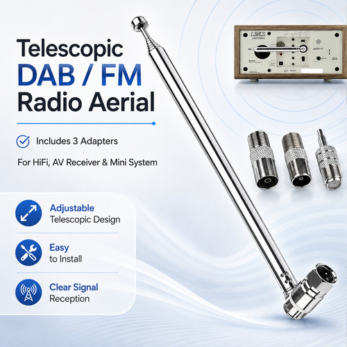 Telescopic dab radio - dab, fm